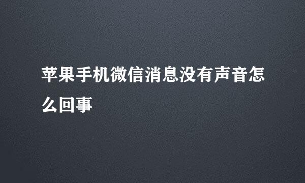 苹果手机微信消息没有声音怎么回事