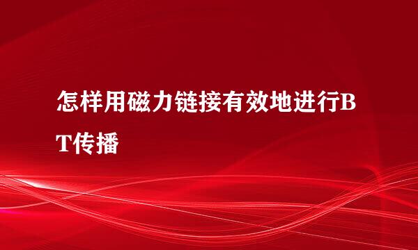 怎样用磁力链接有效地进行BT传播