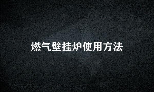 燃气壁挂炉使用方法