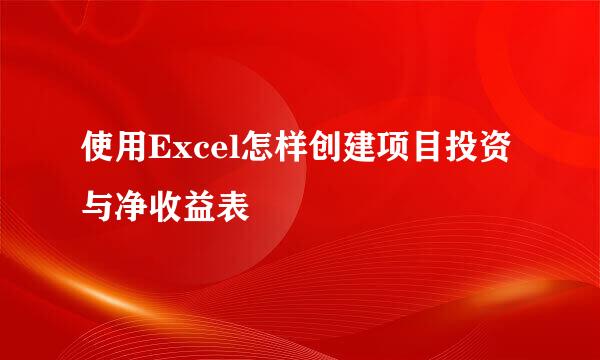 使用Excel怎样创建项目投资与净收益表