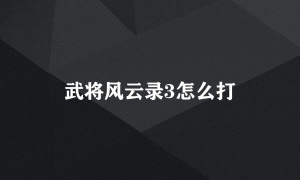 武将风云录3怎么打
