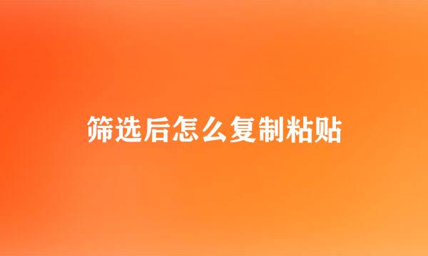 筛选后怎么复制粘贴