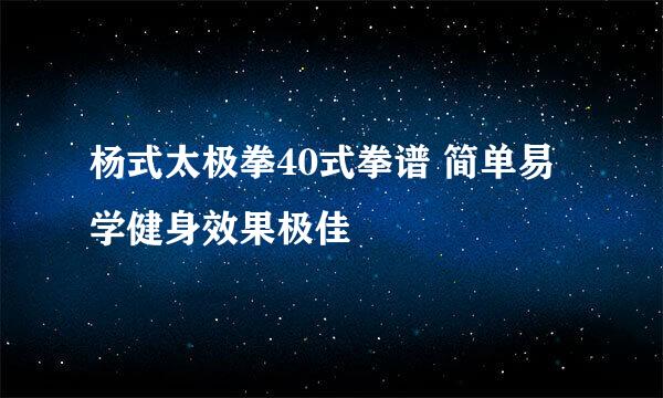 杨式太极拳40式拳谱 简单易学健身效果极佳
