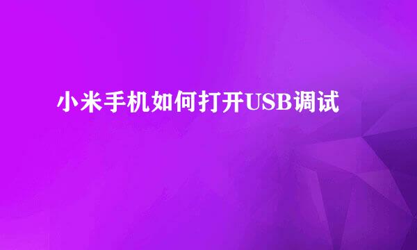 小米手机如何打开USB调试