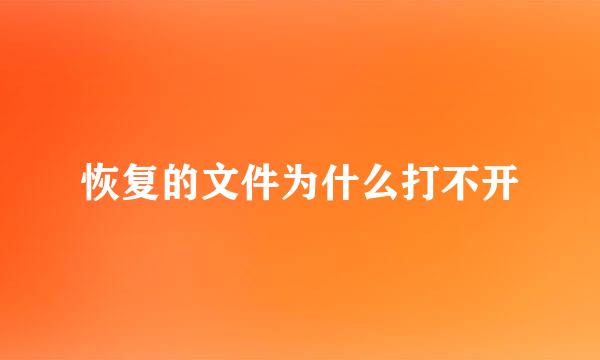 恢复的文件为什么打不开