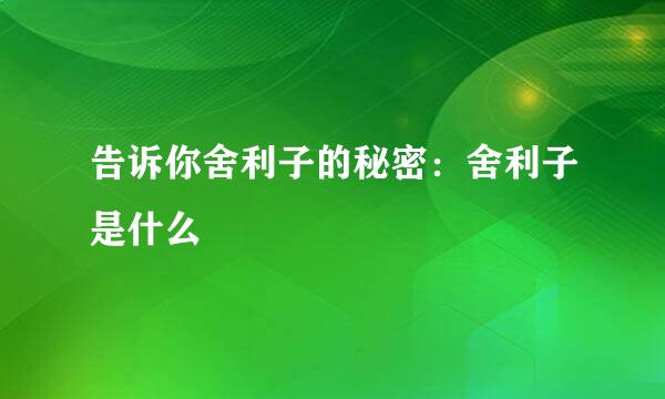 告诉你舍利子的秘密：舍利子是什么