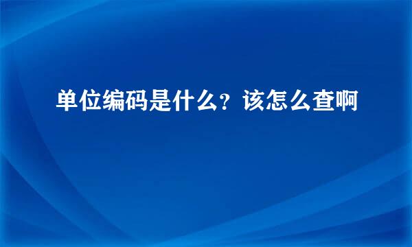 单位编码是什么？该怎么查啊