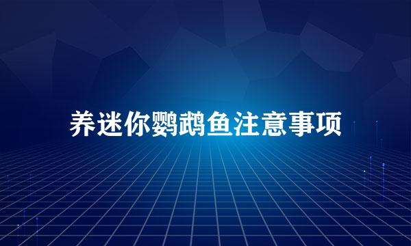 养迷你鹦鹉鱼注意事项