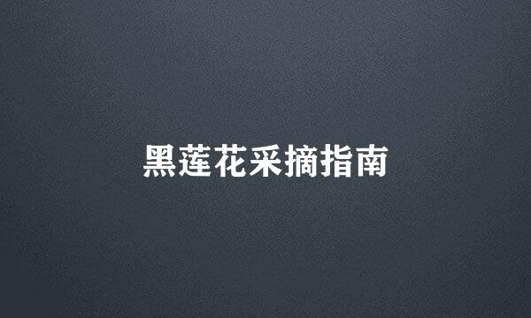 黑莲花采摘指南
