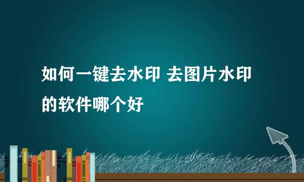 如何一键去水印 去图片水印的软件哪个好