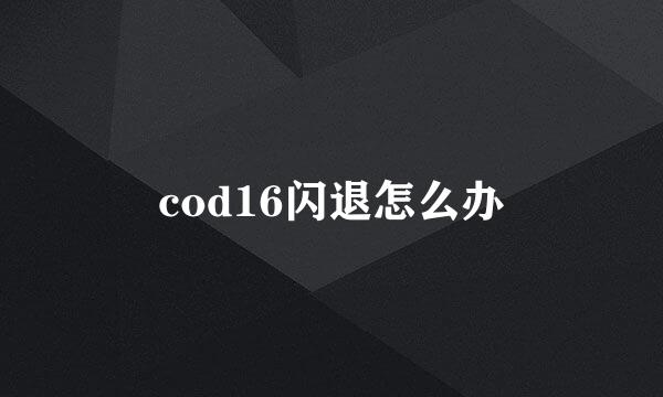 cod16闪退怎么办