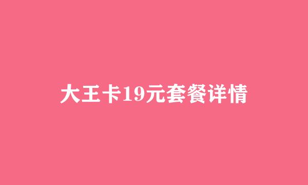 大王卡19元套餐详情