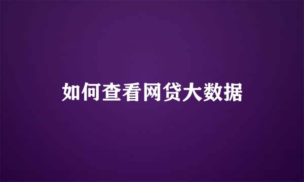 如何查看网贷大数据