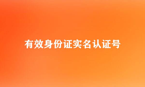 有效身份证实名认证号