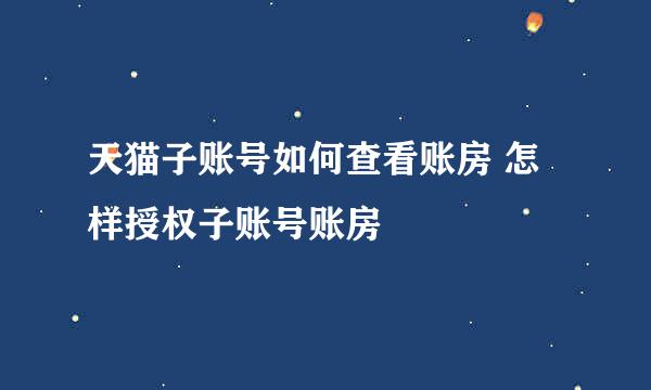 天猫子账号如何查看账房 怎样授权子账号账房