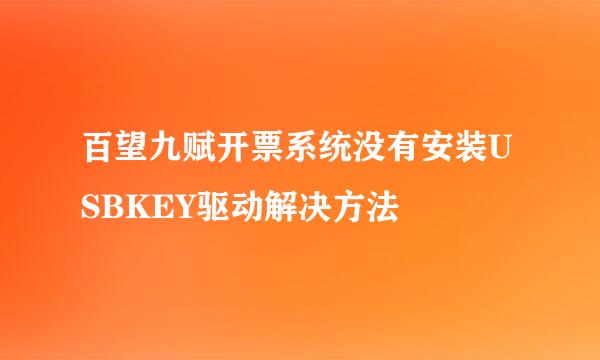 百望九赋开票系统没有安装USBKEY驱动解决方法