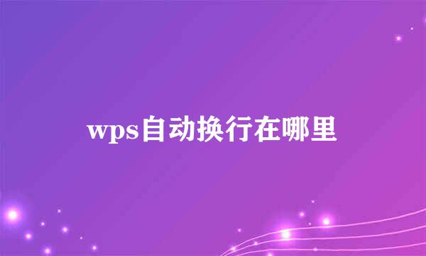 wps自动换行在哪里