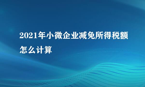 2021年小微企业减免所得税额怎么计算
