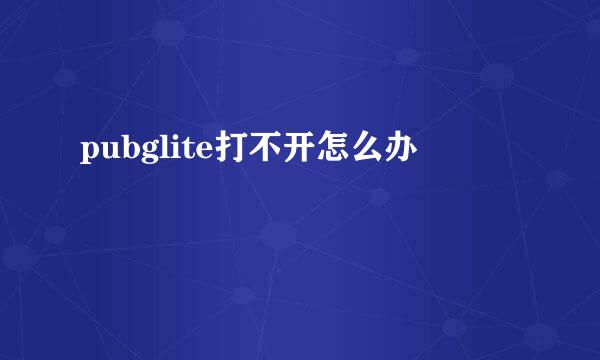 pubglite打不开怎么办