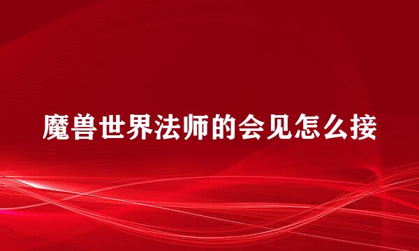 魔兽世界法师的会见怎么接