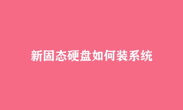 新固态硬盘如何装系统