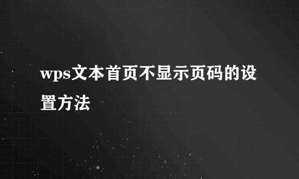 wps文本首页不显示页码的设置方法