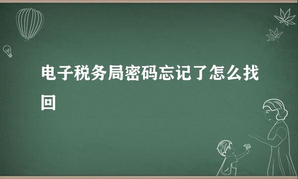 电子税务局密码忘记了怎么找回