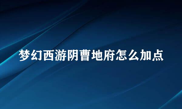 梦幻西游阴曹地府怎么加点