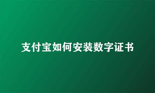 支付宝如何安装数字证书