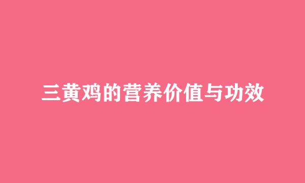 三黄鸡的营养价值与功效