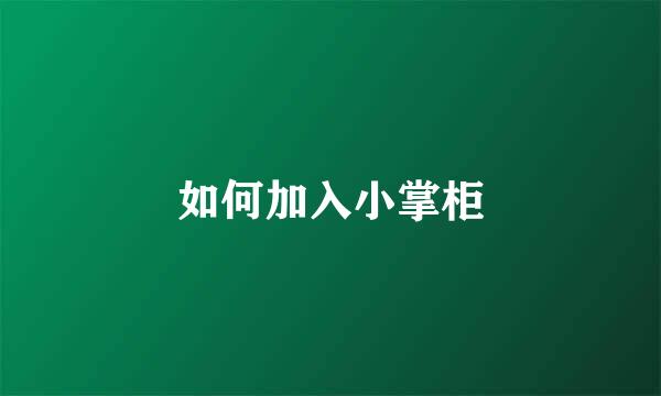 如何加入小掌柜