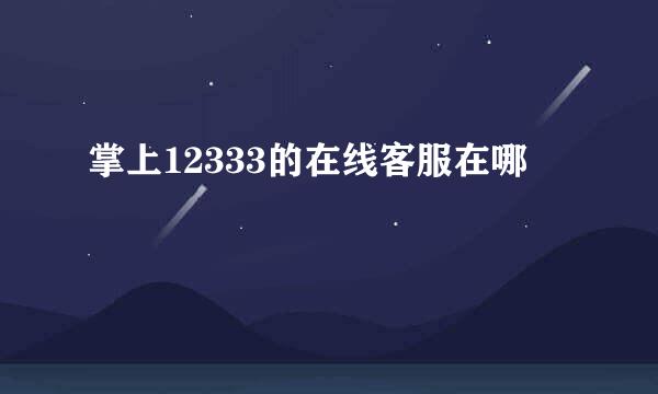 掌上12333的在线客服在哪