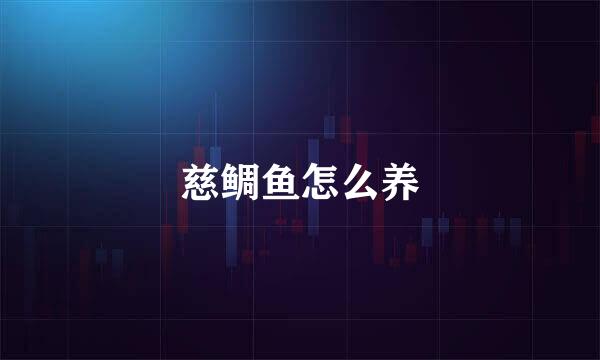 慈鲷鱼怎么养