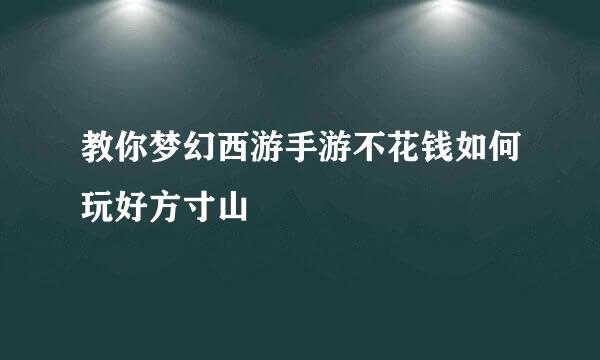 教你梦幻西游手游不花钱如何玩好方寸山