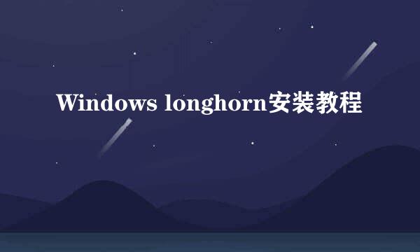 Windows longhorn安装教程