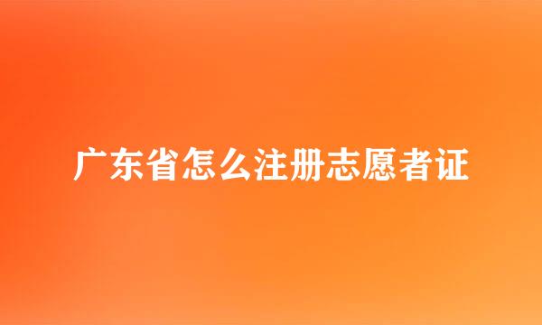 广东省怎么注册志愿者证