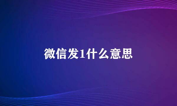 微信发1什么意思