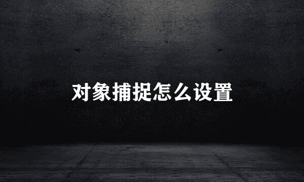对象捕捉怎么设置