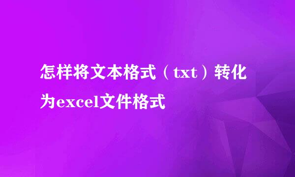 怎样将文本格式（txt）转化为excel文件格式