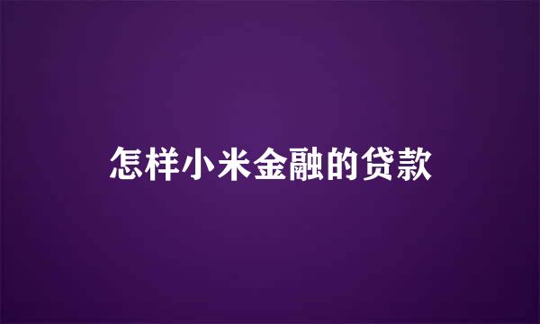 怎样小米金融的贷款