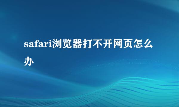 safari浏览器打不开网页怎么办