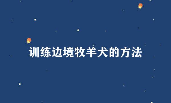 训练边境牧羊犬的方法