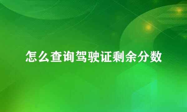 怎么查询驾驶证剩余分数
