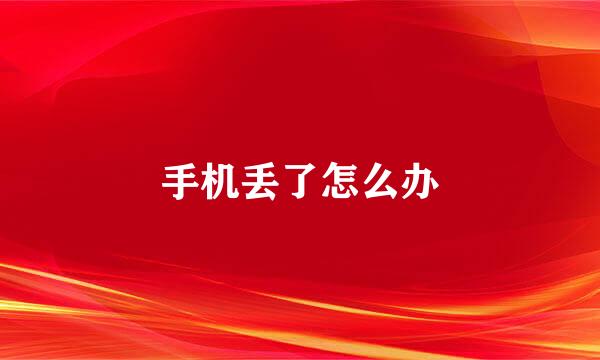 手机丢了怎么办