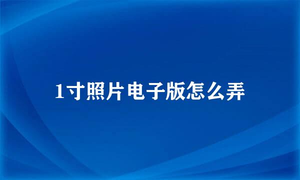 1寸照片电子版怎么弄