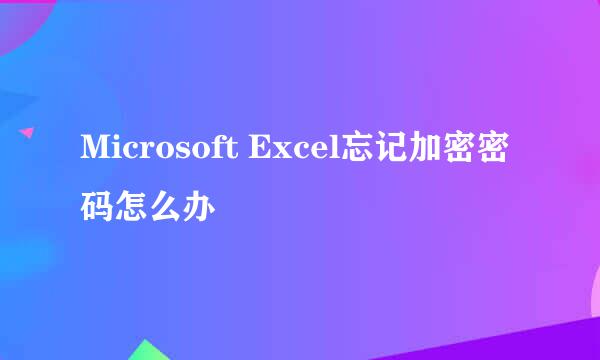 Microsoft Excel忘记加密密码怎么办