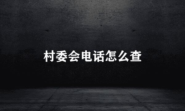 村委会电话怎么查