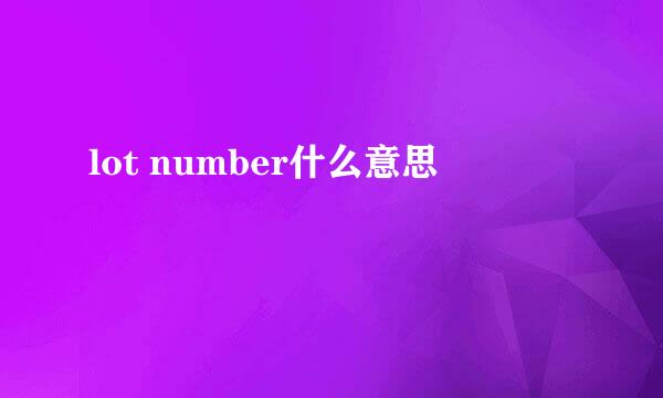 lot number什么意思
