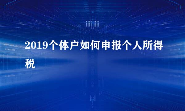 2019个体户如何申报个人所得税