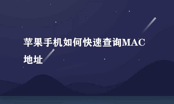苹果手机如何快速查询MAC地址